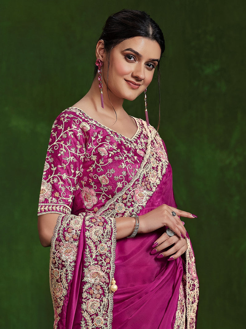 Ruby Pink Celebration Saree