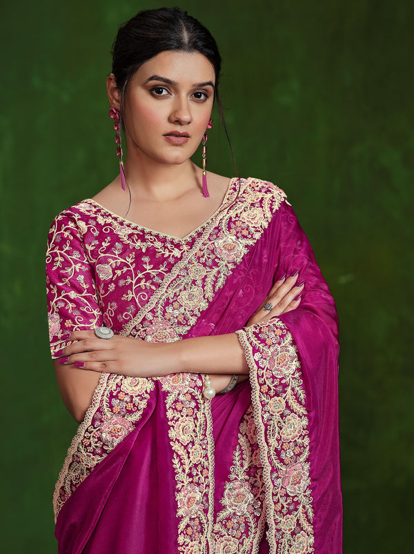 Ruby Pink Celebration Saree