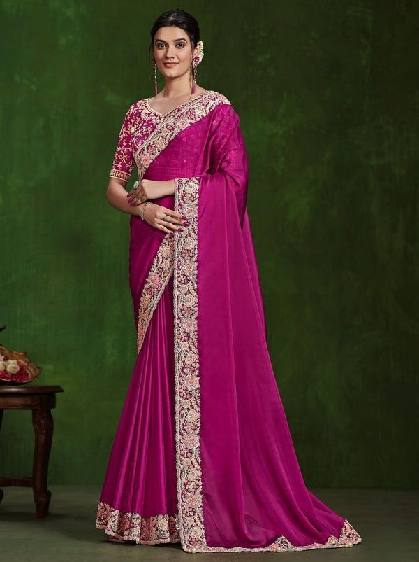 Ruby Pink Celebration Saree