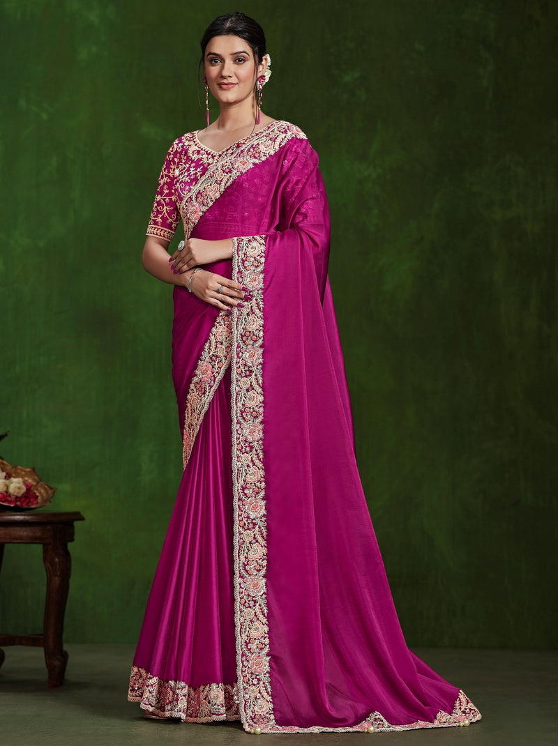 Ruby Pink Celebration Saree