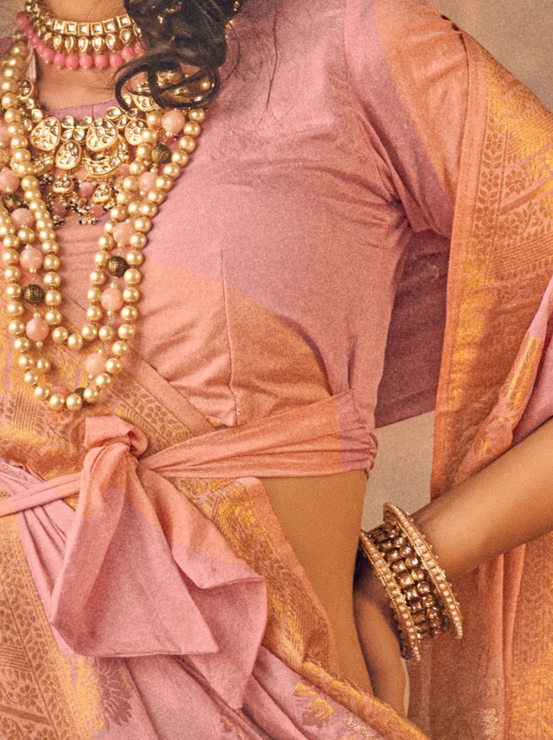 Brick pink Premium Designer Georgette Party Saree