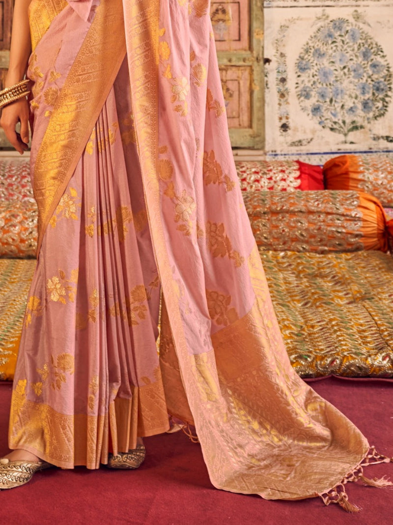 Brick pink Premium Designer Georgette Party Saree