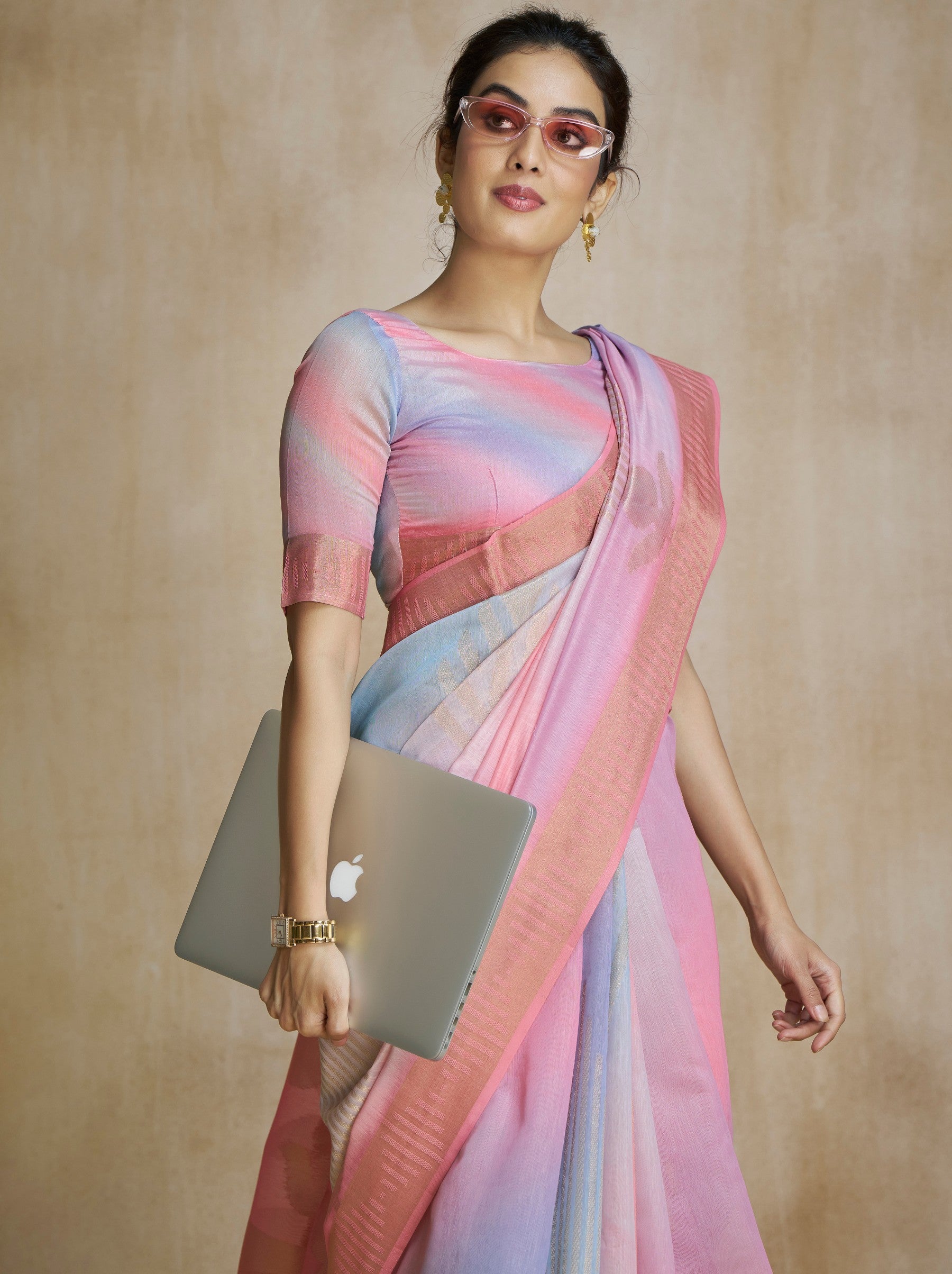 Light Pink Celebration Saree - TrendOye