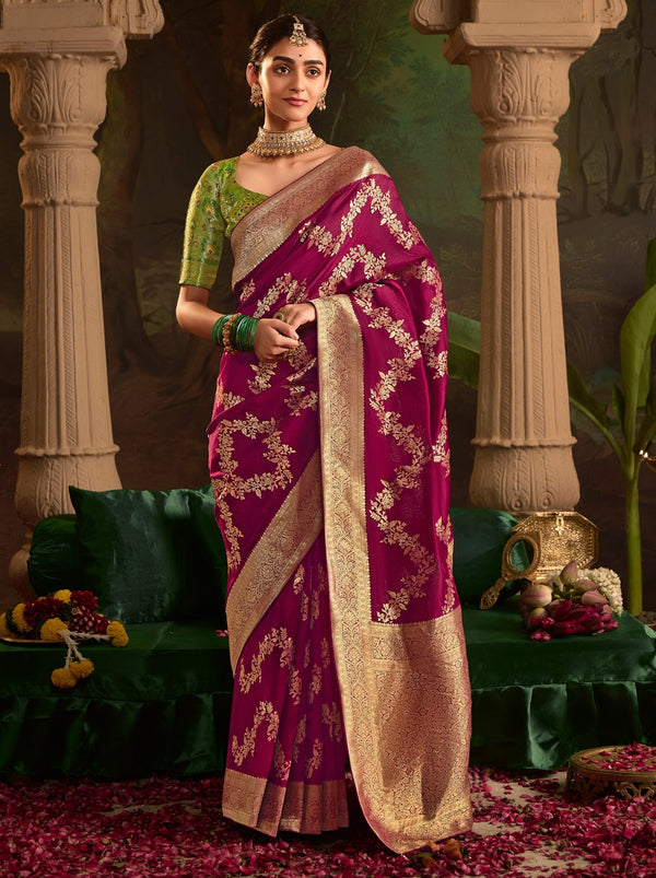 Magenta Pink Wedding And Party Designer Saree