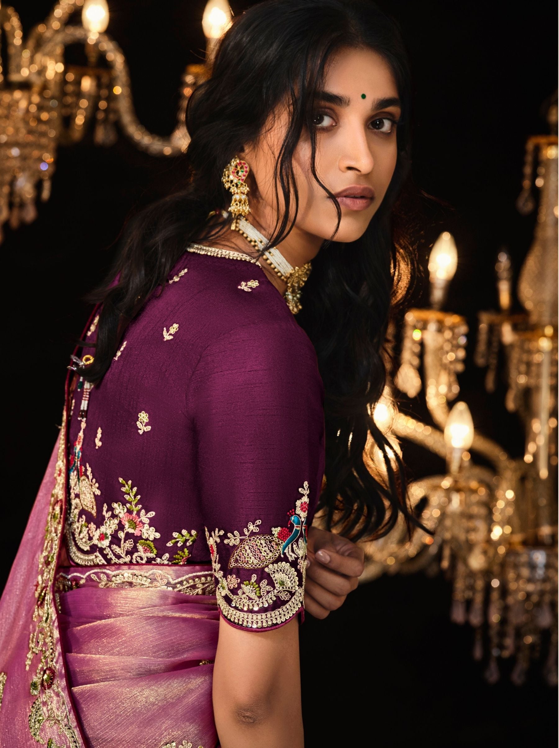 Thulian Pink Premium Fancy Designer Wedding Saree - TrendOye