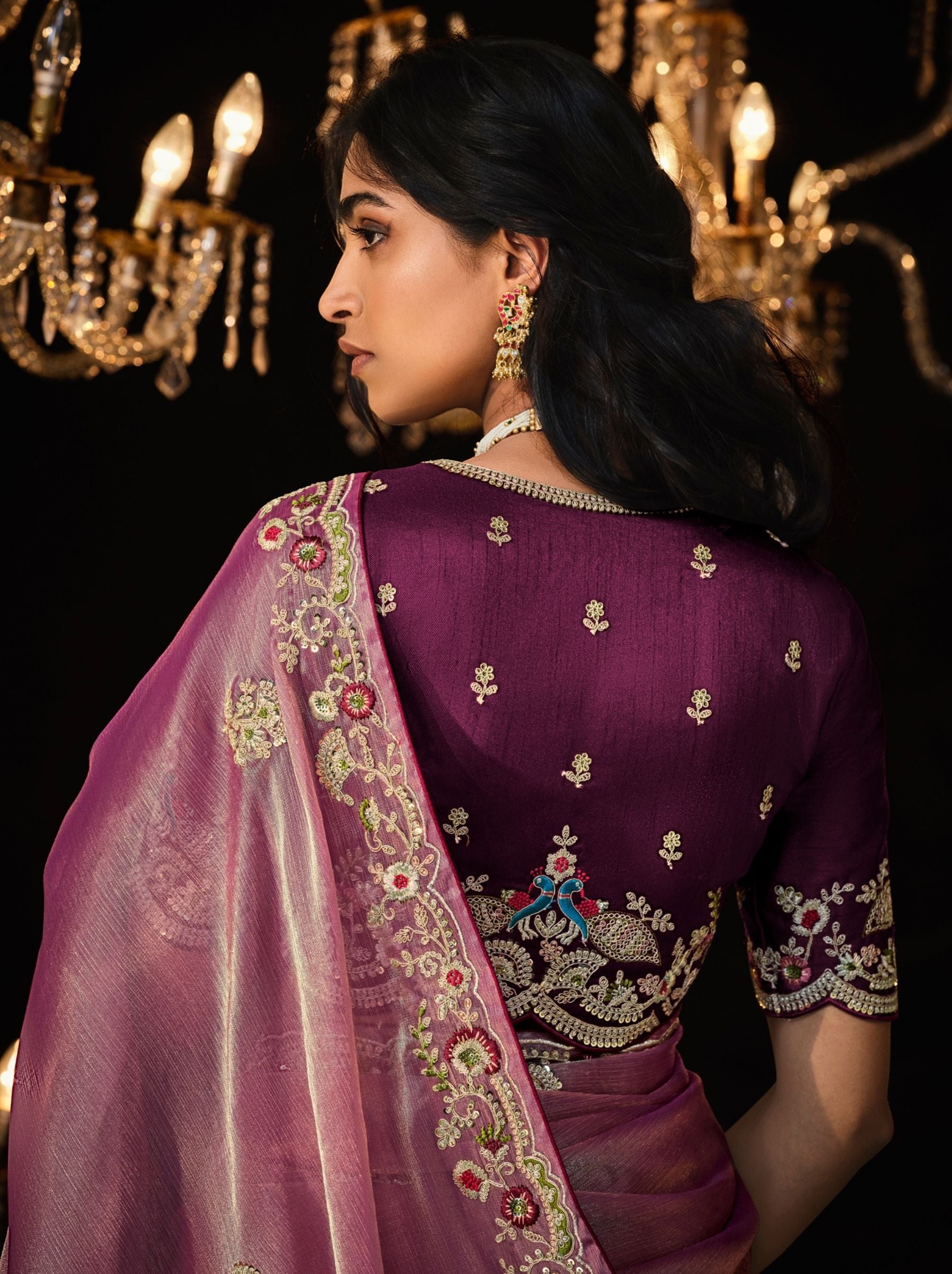 Thulian Pink Premium Fancy Designer Wedding Saree - TrendOye