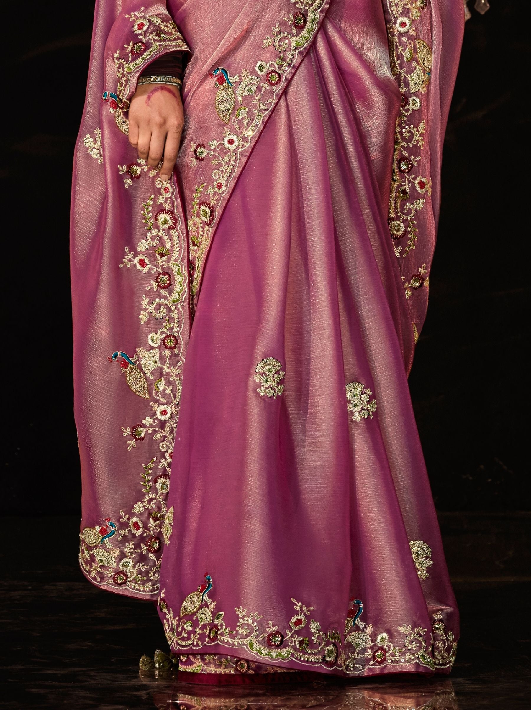 Thulian Pink Premium Fancy Designer Wedding Saree - TrendOye