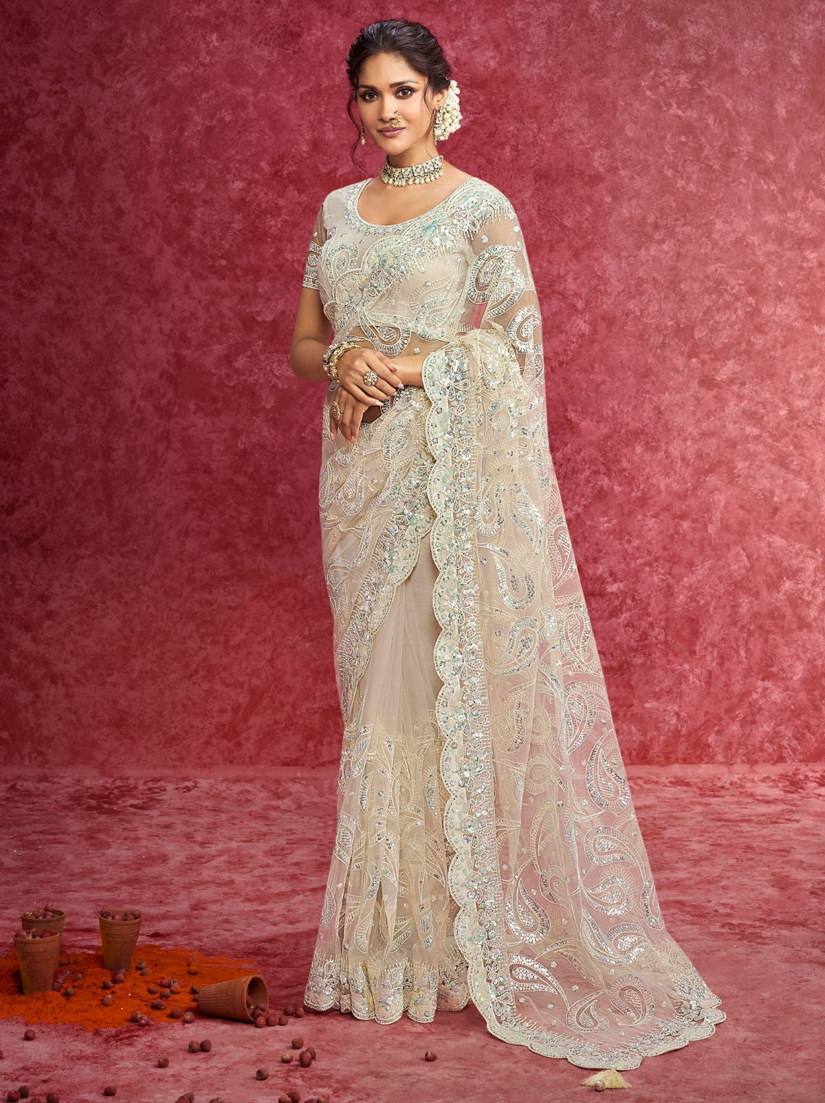 Lavender Pink Premium Fancy Saree With Sequin Work