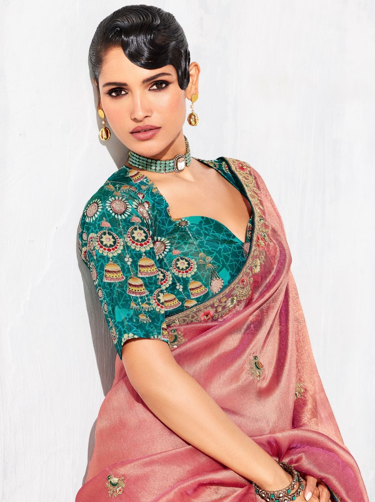 Peach Pink Premium Fancy Silk Saree for Special Occasions