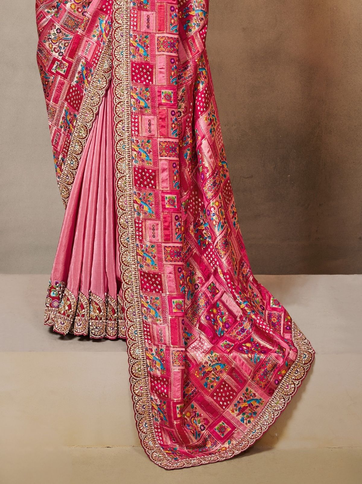 Magenta Pink Premium Gajji Silk Wedding Saree With Blouse Piece