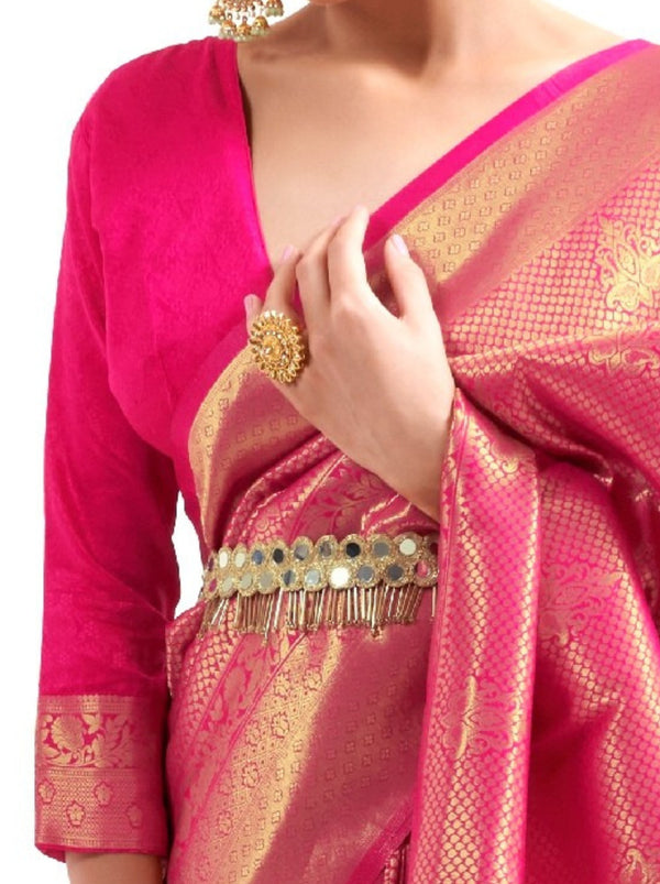 Cerise Pink Premium Kanjeevaram Silk Wedding Saree