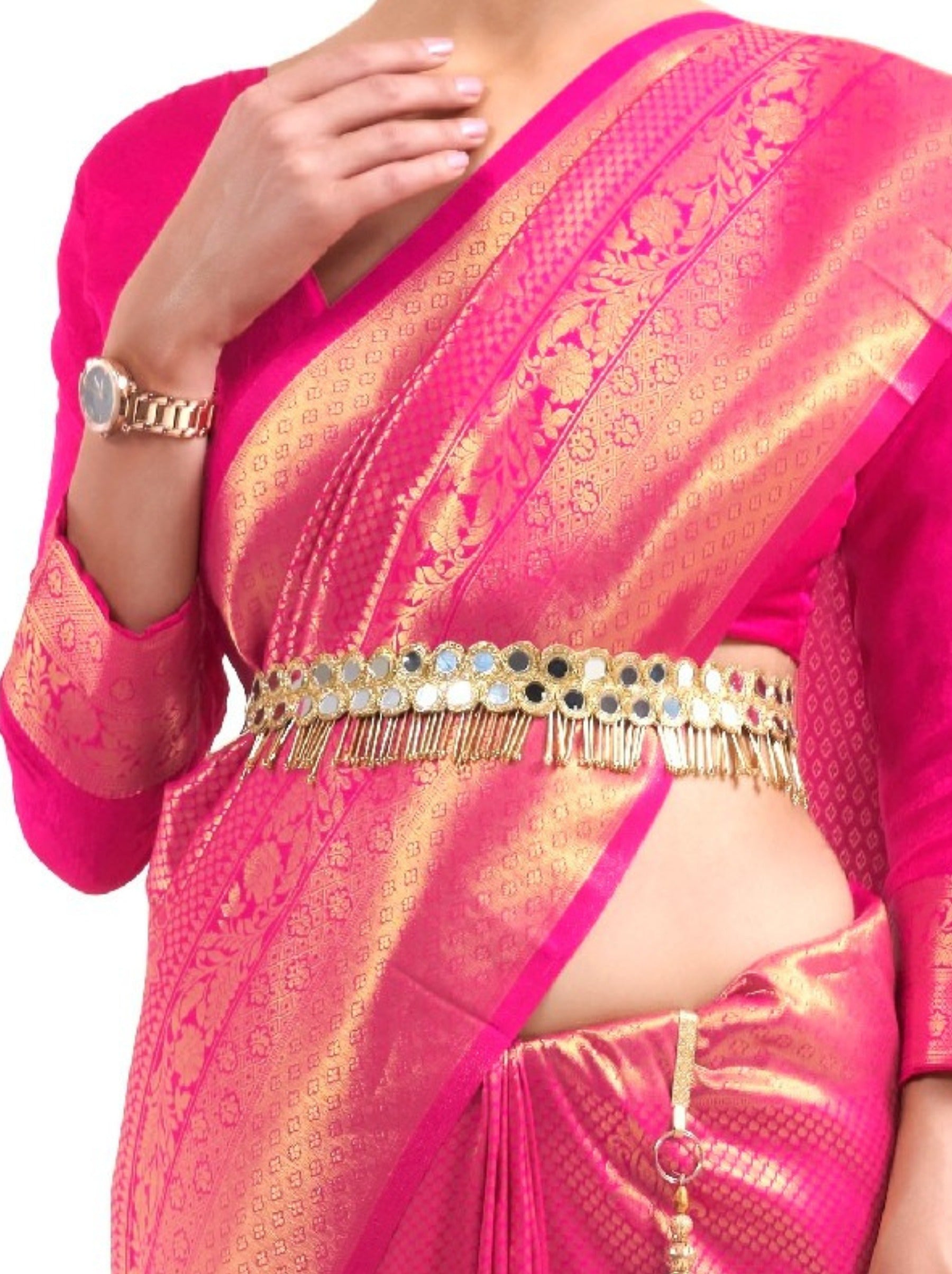 Magenta Pink Premium Kanjeevaram Silk Wedding Saree - TrendOye