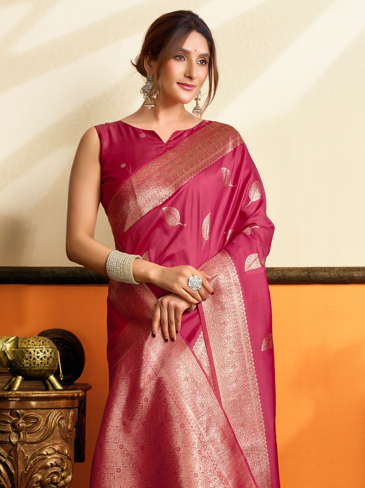 Ruby Pink Premium Soft Silk Saree With Tassels