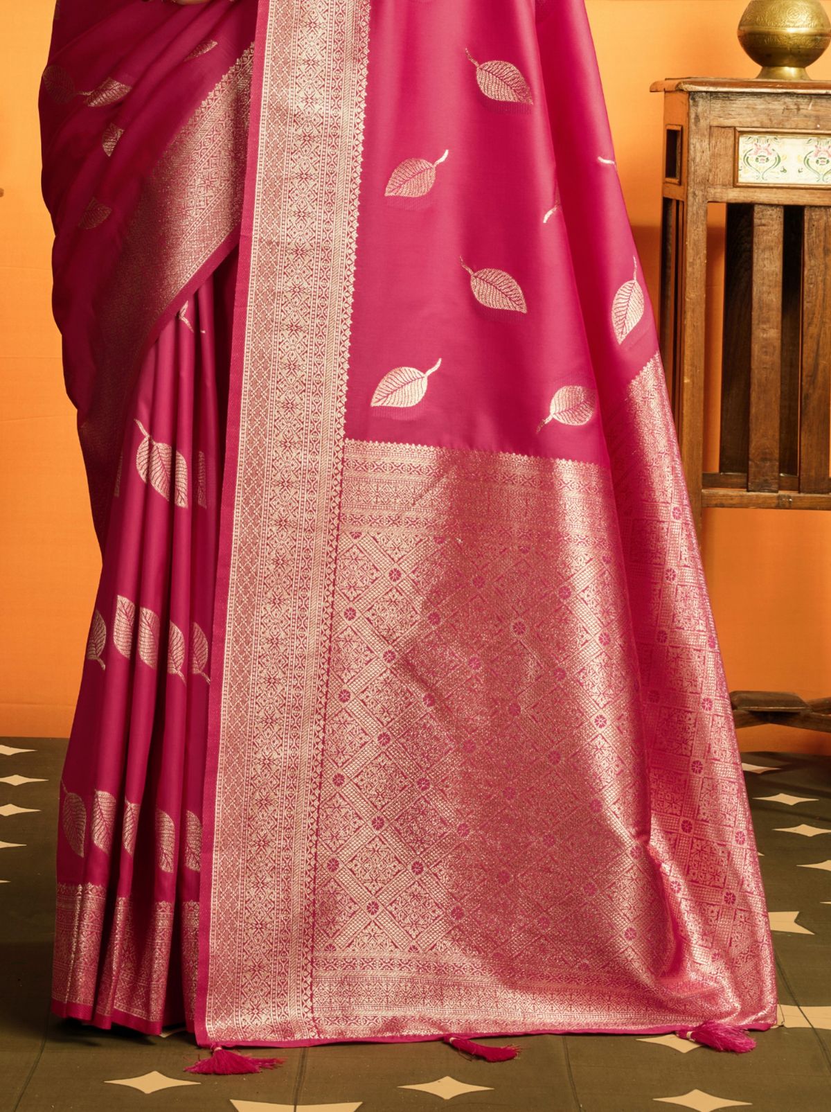 Ruby Pink Premium Soft Silk Saree With Tassels