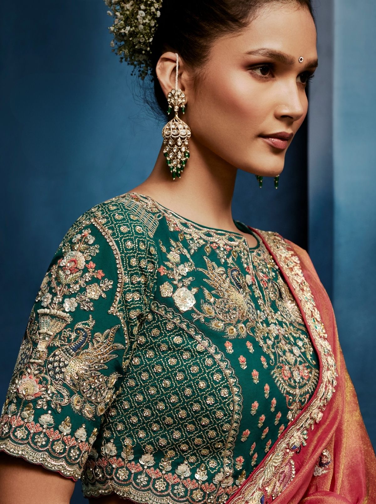 Punch Pink Premium Two Tone Designer Saree With Blouse - TrendOye