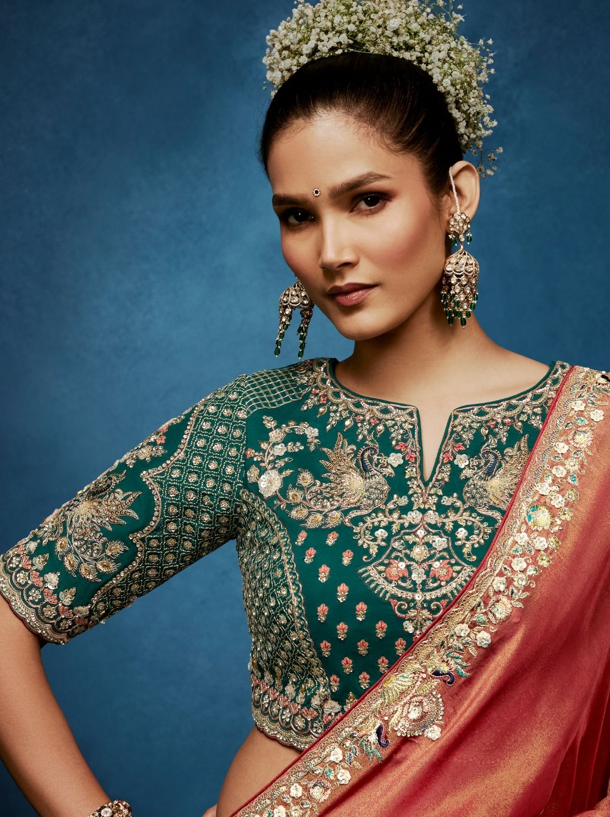 Punch Pink Premium Two Tone Designer Saree With Blouse - TrendOye