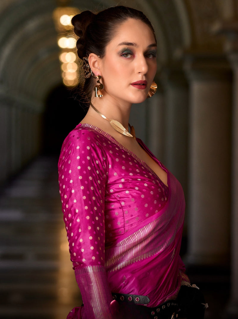 Fuchsia Pink Designer Wedding Saree