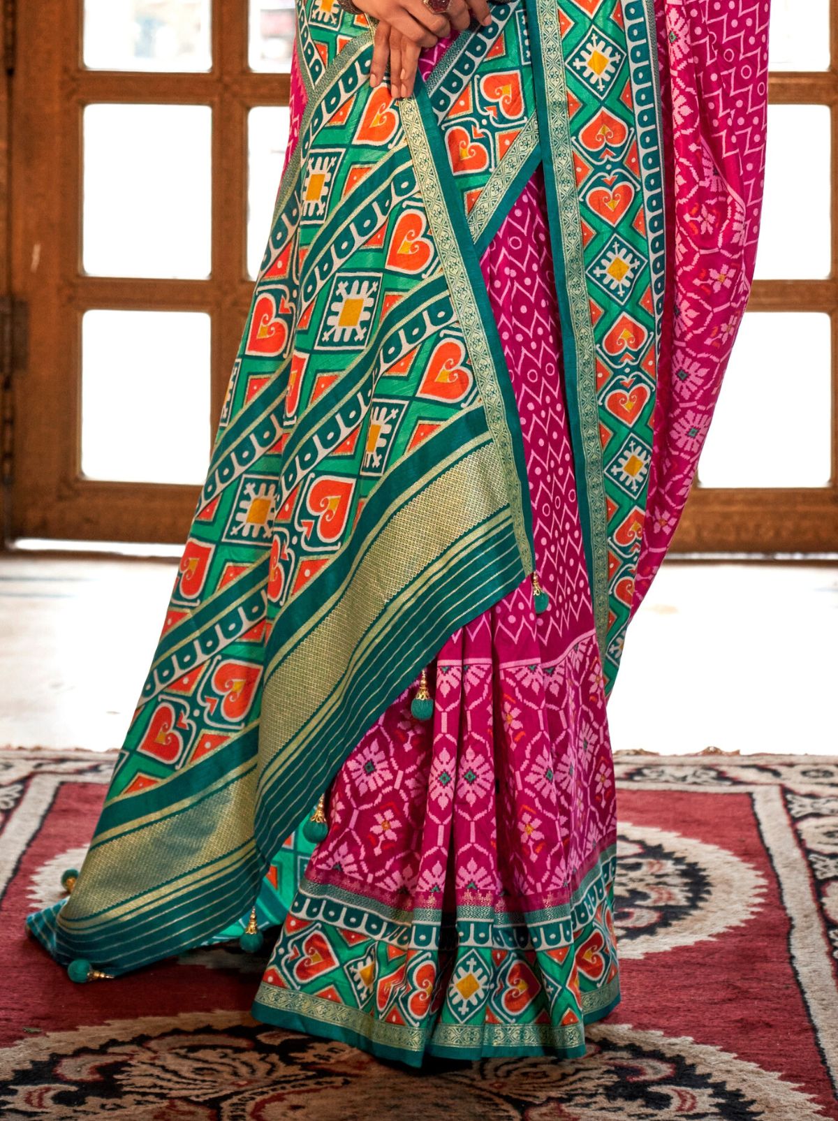 Magenta Pink Wedding Party Designer Saree - TrendOye