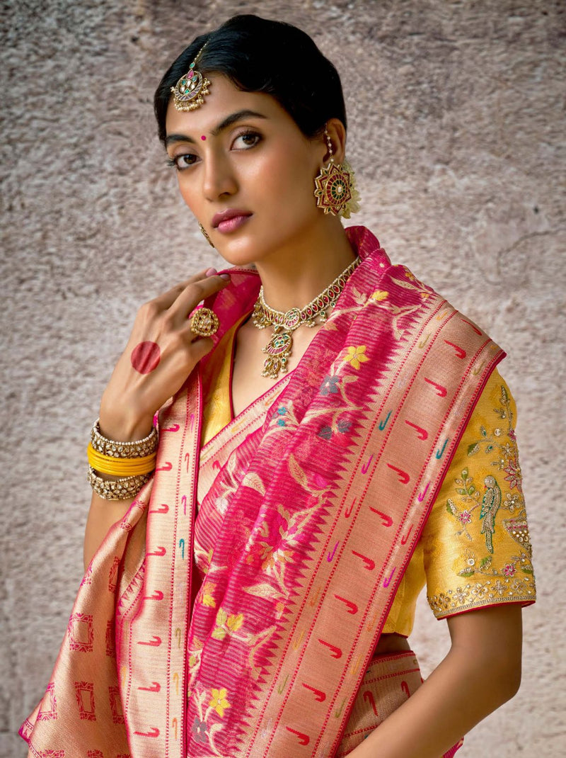 Ruby Pink Wedding Designer Saree