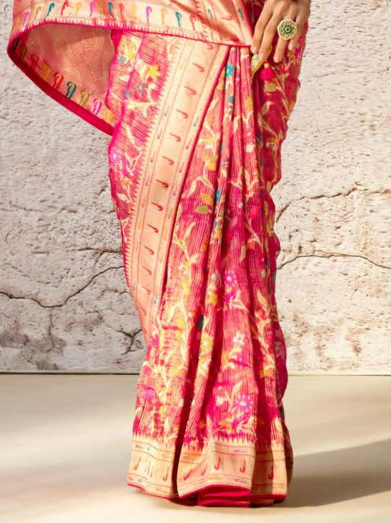 Ruby Pink Wedding Designer Saree