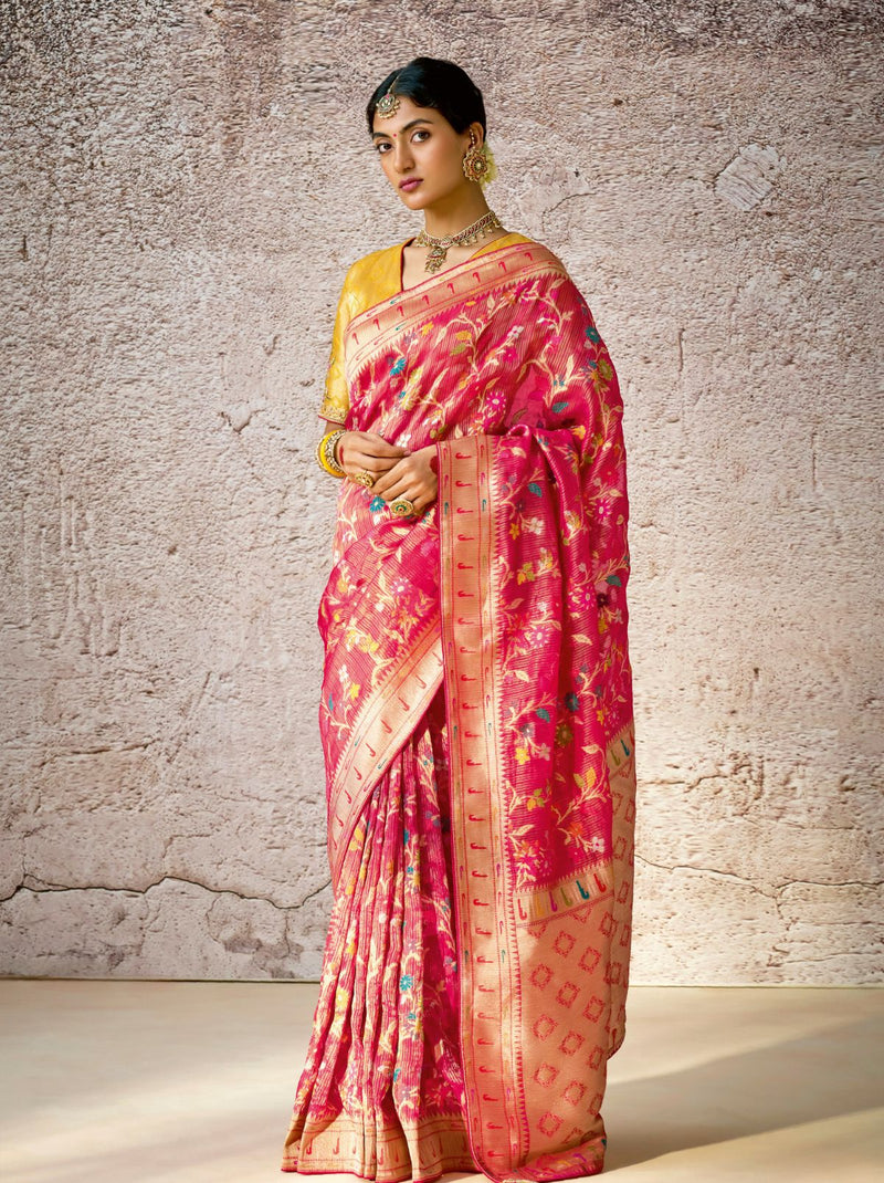 Ruby Pink Wedding Designer Saree