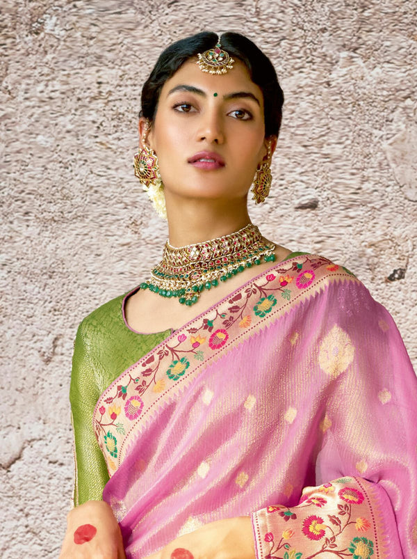 Rose Pink Wedding Designer Saree