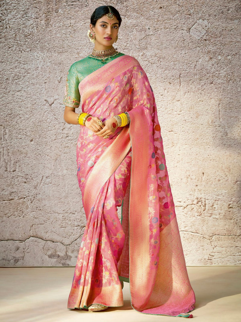 Creamy Pink Wedding Designer Saree