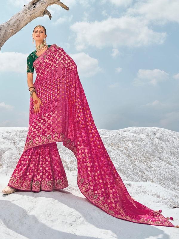 Ruby Pink Wedding Designer Saree