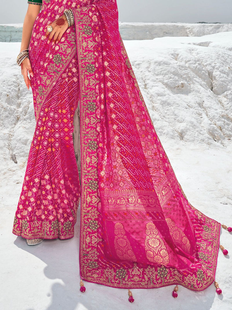 Ruby Pink Wedding Designer Saree