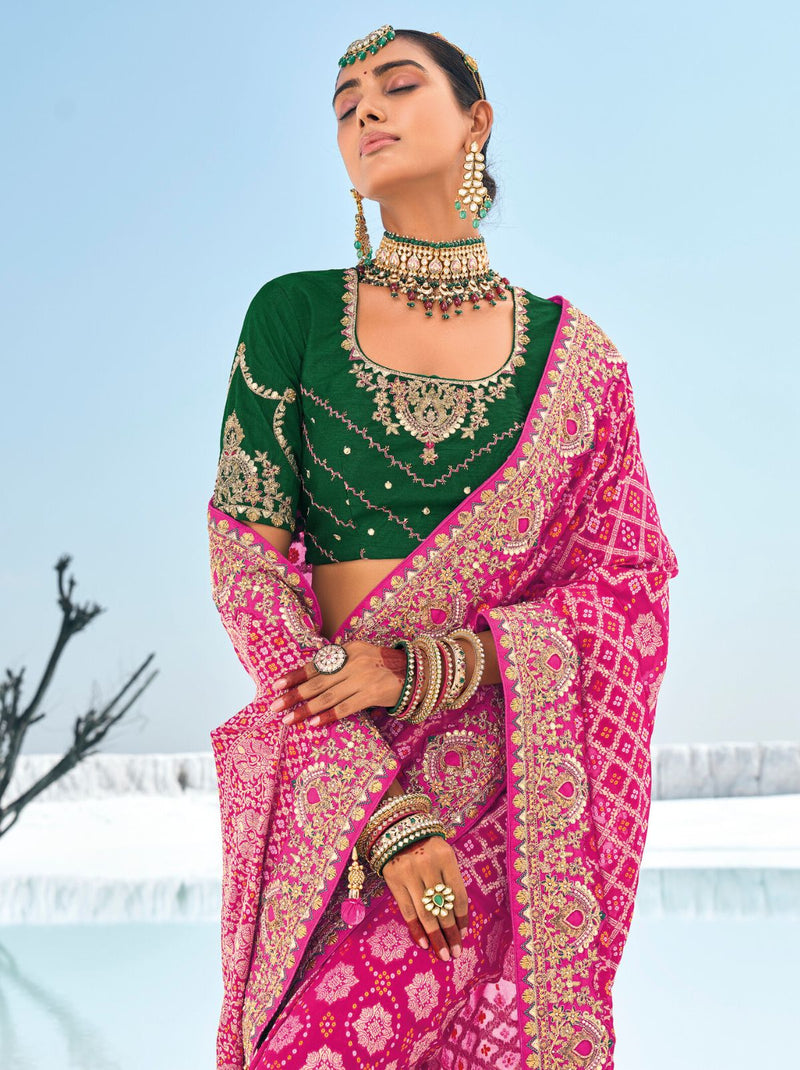 Fuchsia Pink Wedding Designer Saree