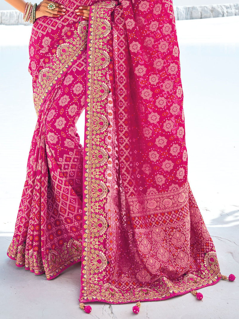 Fuchsia Pink Wedding Designer Saree