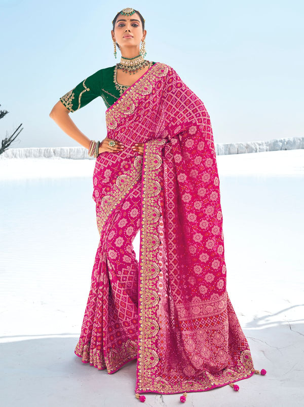 Fuchsia Pink Wedding Designer Saree