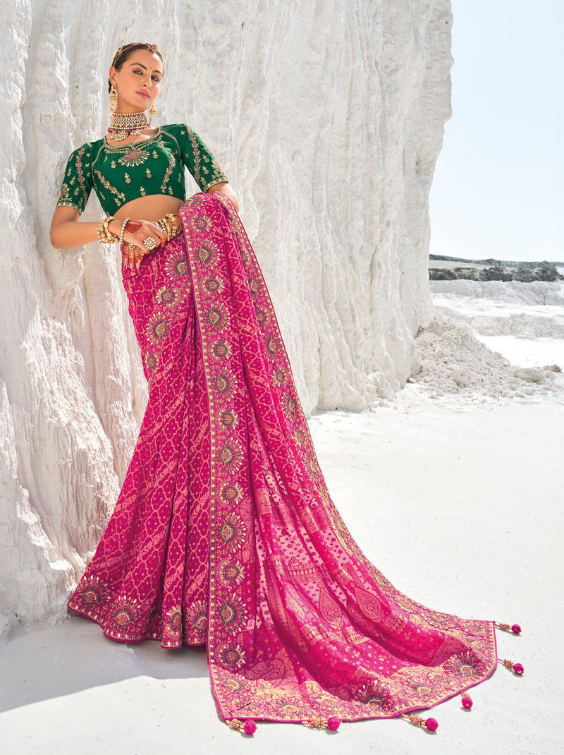 Cerise Pink Wedding Designer Saree