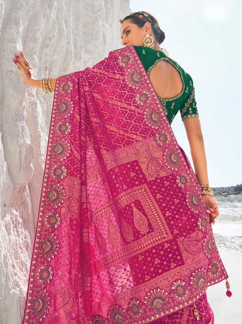 Cerise Pink Wedding Designer Saree