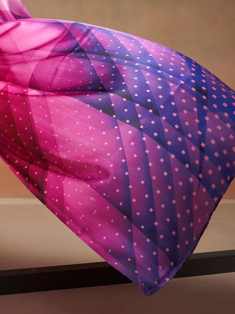 Magenta Pink Satin Silk Designer Saree - TrendOye