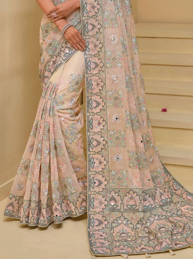 Soft Pink Premium Wedding Designer Saree