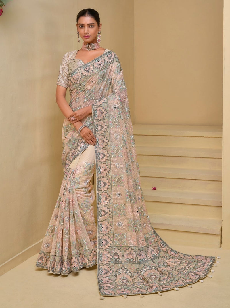 Soft Pink Premium Wedding Designer Saree