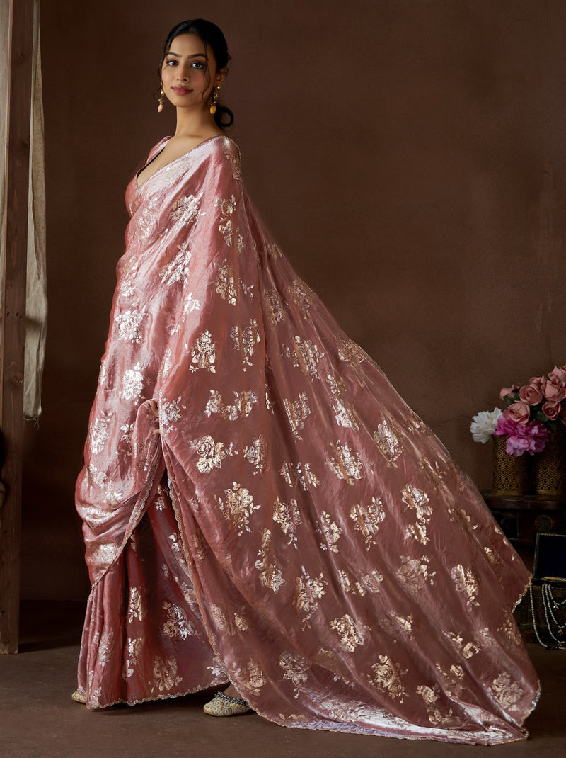 Carnation Pink Wedding And Party Designer Saree