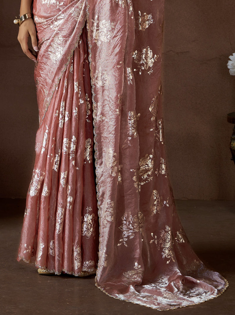 Carnation Pink Wedding And Party Designer Saree