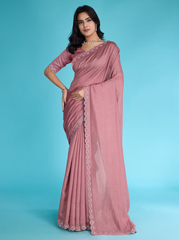 Thulian Pink Party Premium Designer Saree