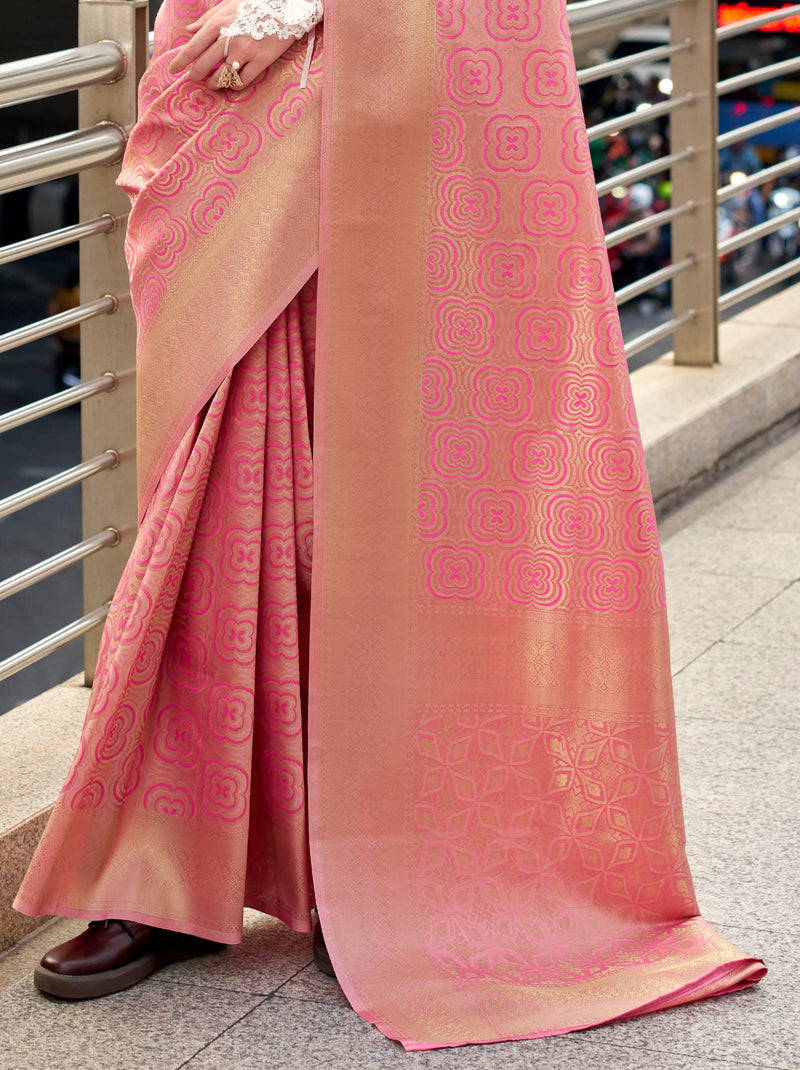 Bubblegum Pink Kanjivaram Festive Saree