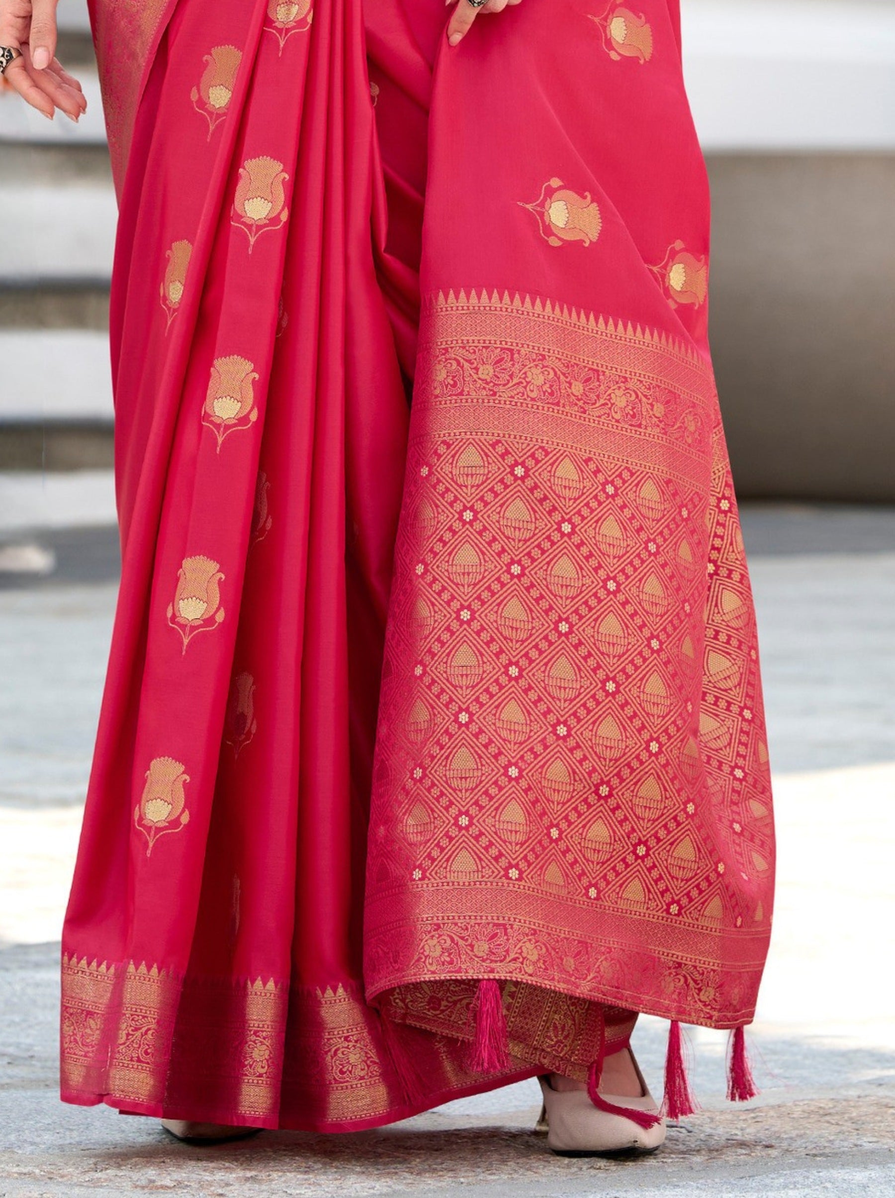 Ruby Pink Celebration Saree - TrendOye