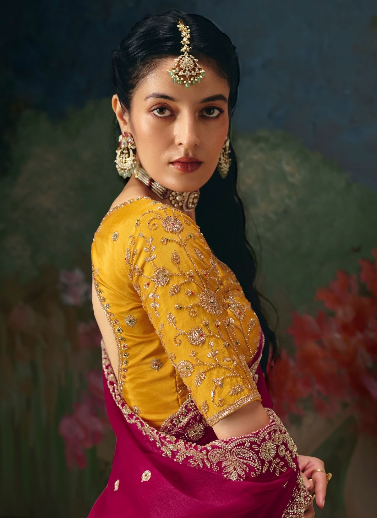 Dark Orchid Pink Wedding & Party Fancy Saree With Premium Blouse Piece - TrendOye