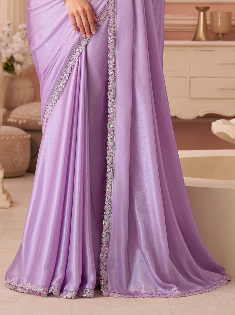 Orchid Violet Premium Designer Party Saree