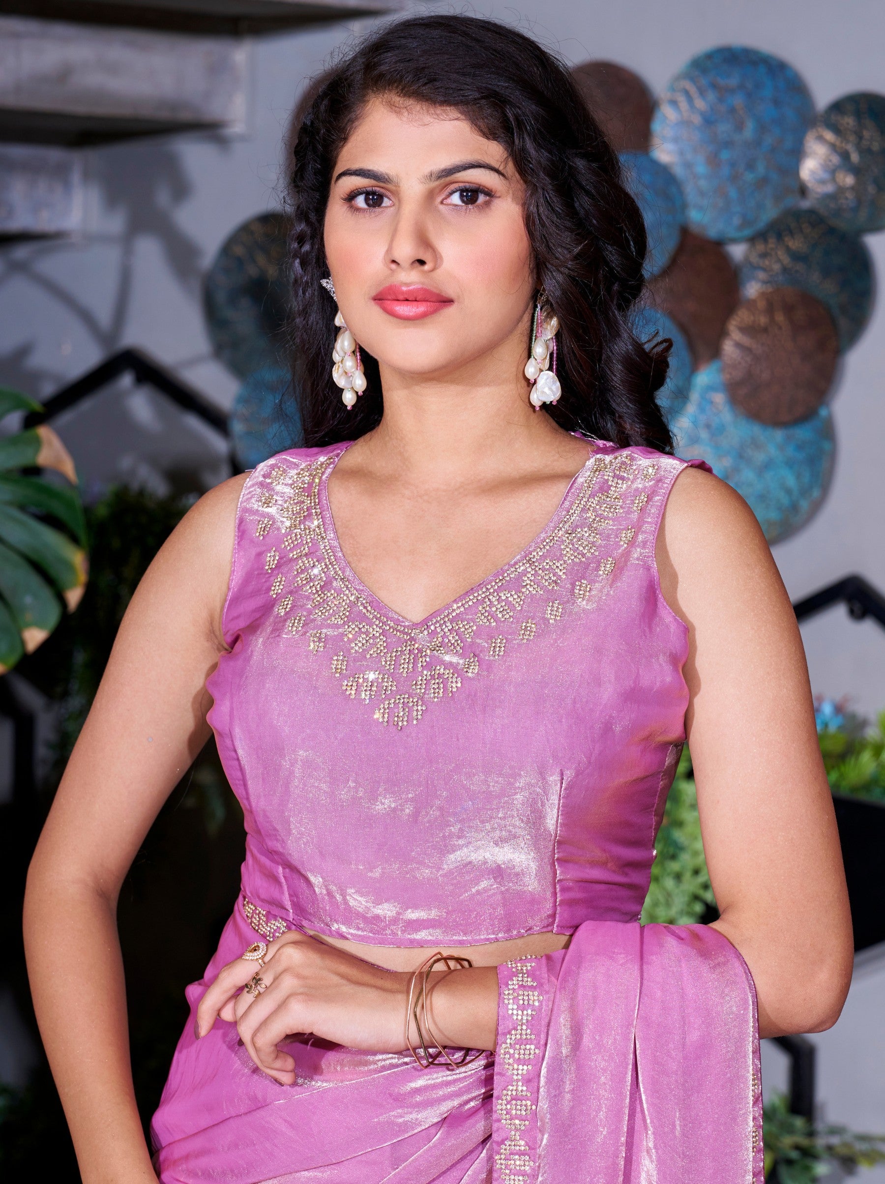 Helio Purple Party And Wedding Saree - TrendOye