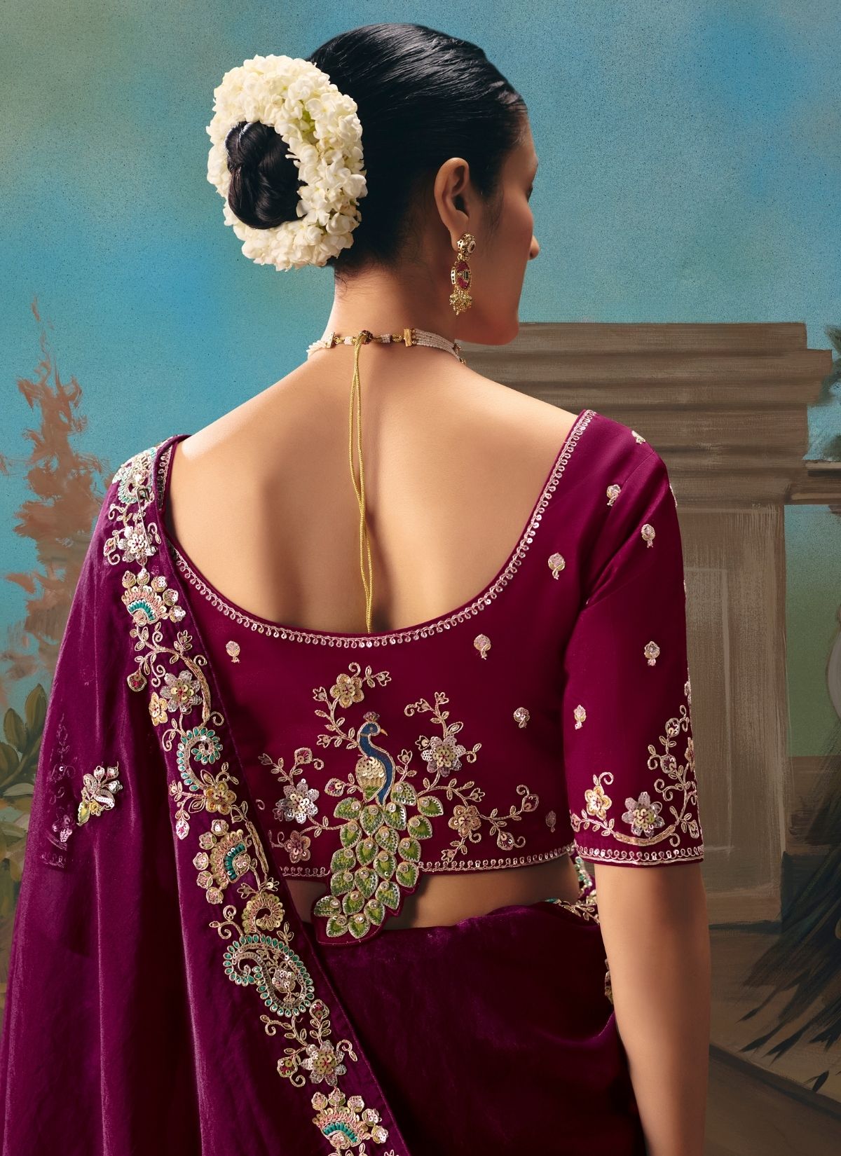 Mulberry Purple Celebration Fancy Saree With Premium Blouse Piece - TrendOye