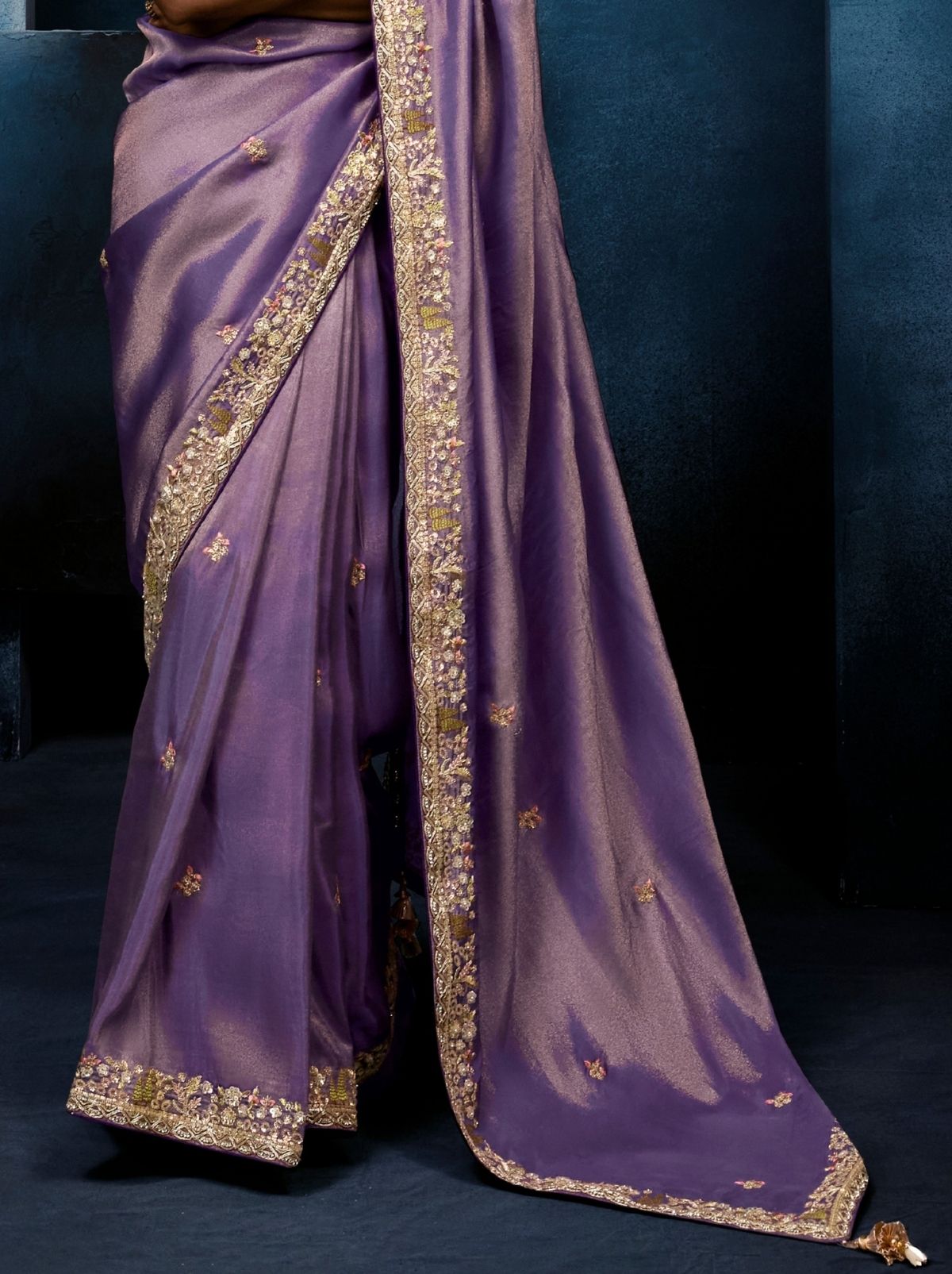 Lavender Purple Celebration Fancy Saree With Premium Blouse - TrendOye