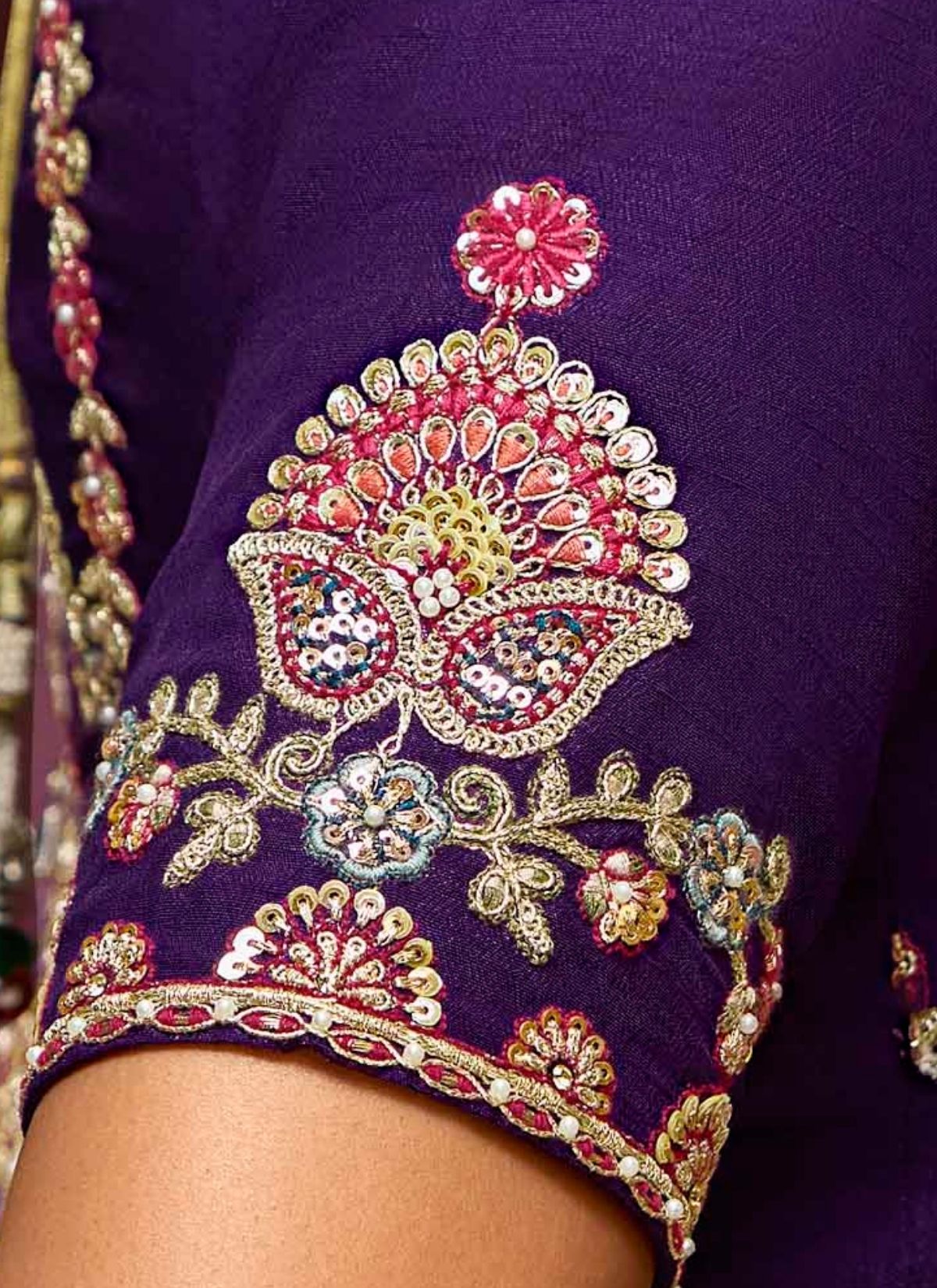 Helio Purple Designer Banarasi Kanjivaram Silk Saree for Wedding - TrendOye