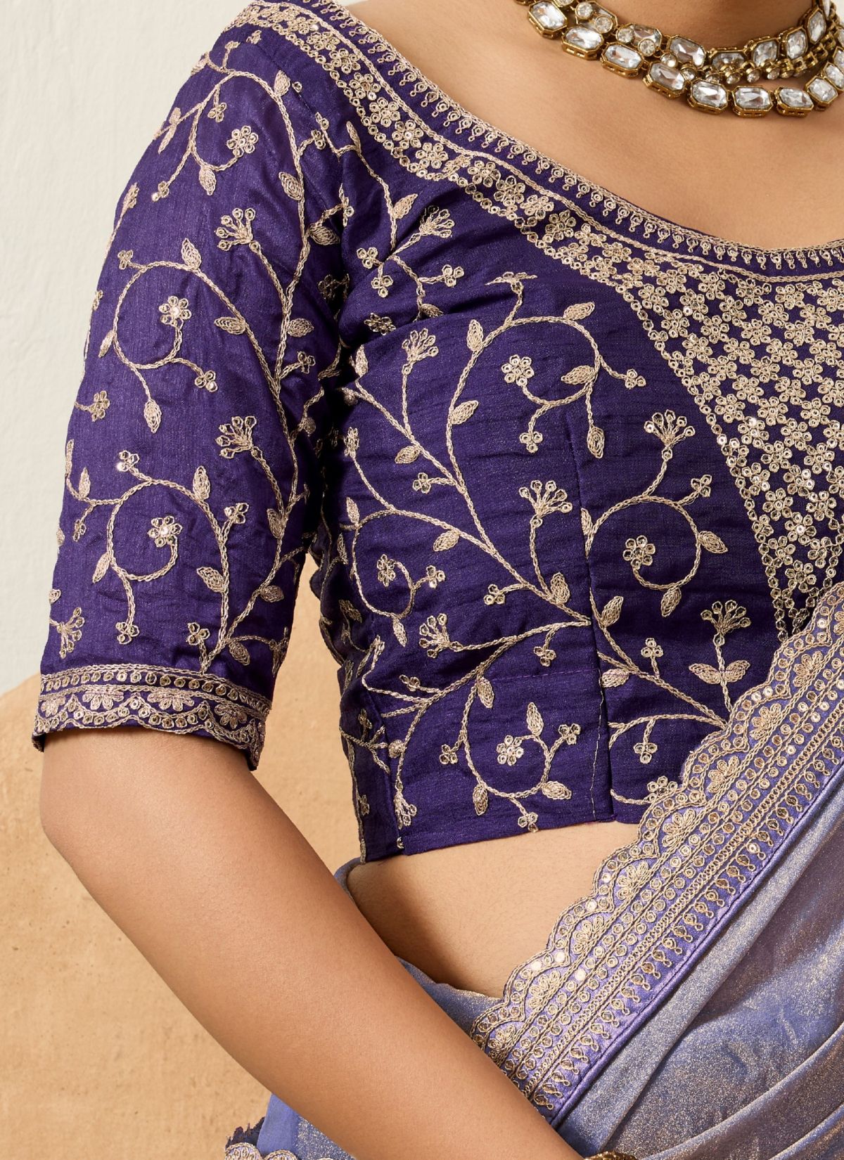 Amethyst Purple Designer Festive saree With Zari Work - TrendOye