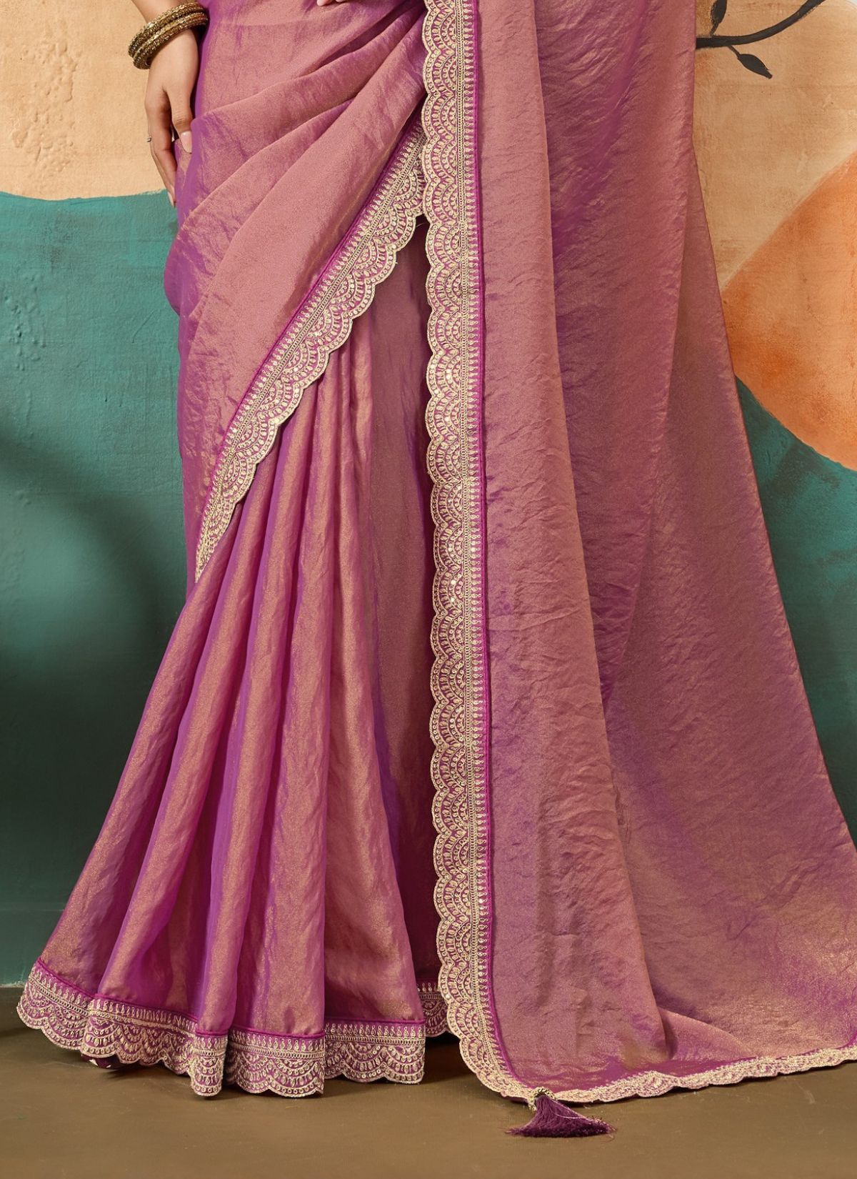 Fandango Purple Designer Festive saree With Zari Work - TrendOye